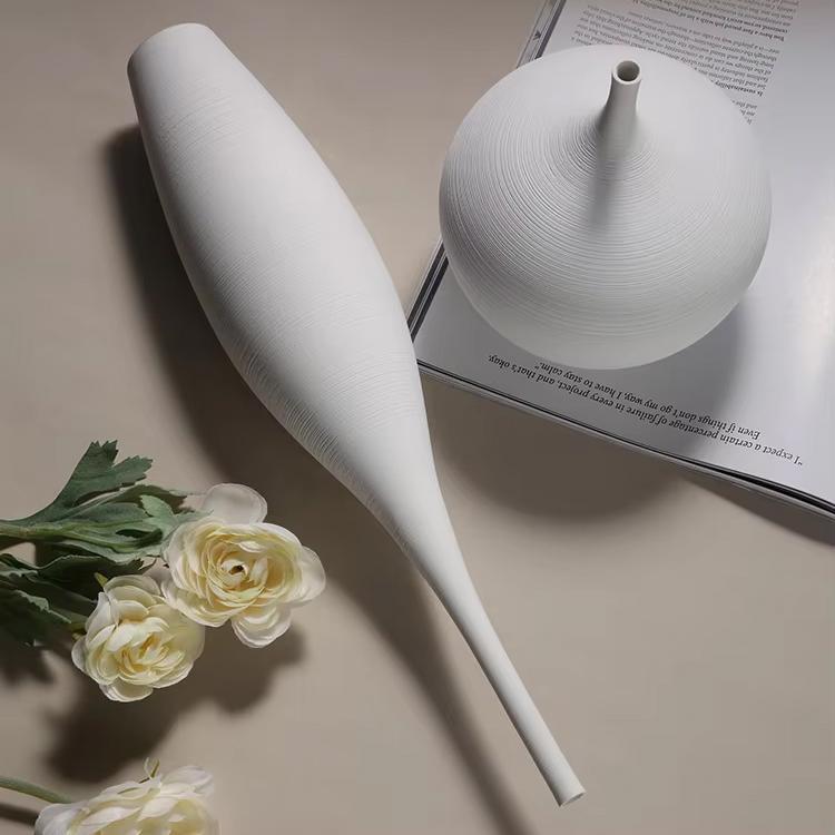 Zestaw białych wazonów ceramicznych w stylu północnoeuropejskim, Nowoczesny minimalistyczny pojemnik na kwiaty, Dekoracja salonu, Dekoracja domu
