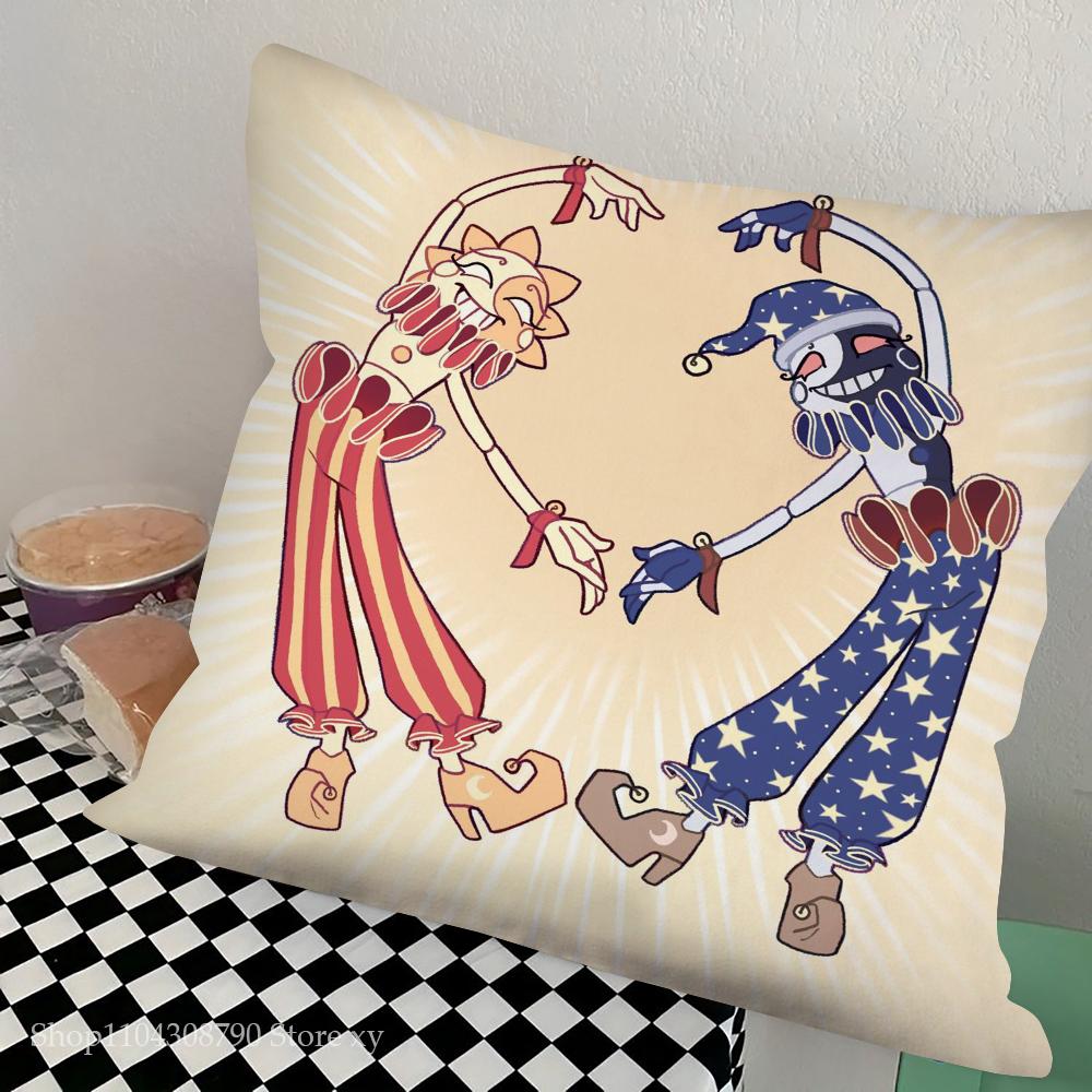 Sundrop And Moondrop Fnaf Pillow Case Square Pillow Bedroom Sofa Leisure Comfort Cushion Car Living Room Home Decoration