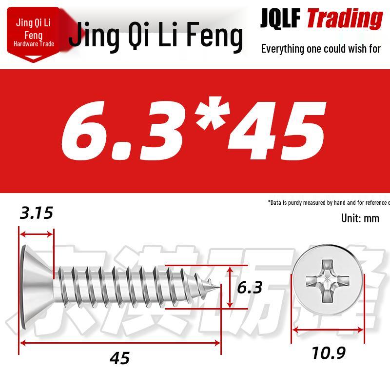 304 Stainless Steel Countersunk Self-Tapping Screw for Furniture & Outdoor Construction (GB/T 846)