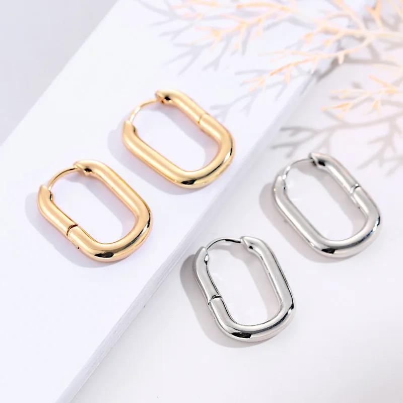 2025 Fashion Gold Color Geometric U-Shape Hoop Earrings for Women Men Punk Hip-Hop Metal Round Earring Party Jewelry Wholesale