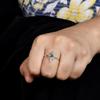 Vintage Moss Agate Promise Ring with CZ Halo | Nature Inspired Sterling Silver Ring | Moss Agate & Cubic Zirconia Engagement Ring