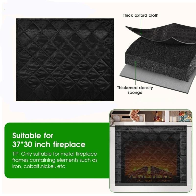 Magnetic Fireplaces Cover Insulating Barrier Heat Shield With Strong Magnets For Indoor Fireplaces Protecting Oxfords Fabric Thermals Insulation