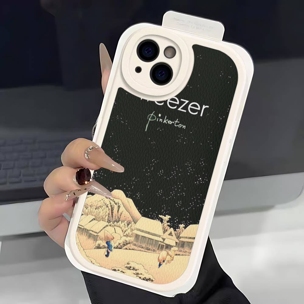Rock W-Weezer Kapela Pouzdro na telefon Pro IPhone 16 15 14 13 12 11 Pro Max Plus Měkký kožený kryt