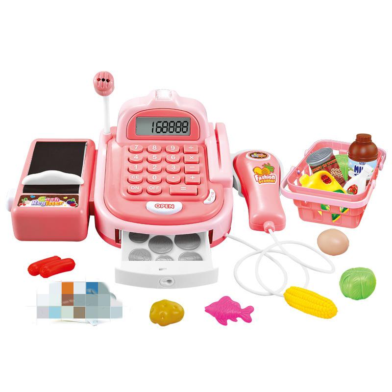 Children's Supermarket Cash Register Toy with Barcode Scanner and Money Collection