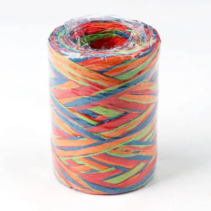 80M/Roll Natural Raffia Straw Yarn for Knitting Crocheting Paper Threads DIY Hand-Knitted Sunhat Bag Party Gift Wrapping Rope