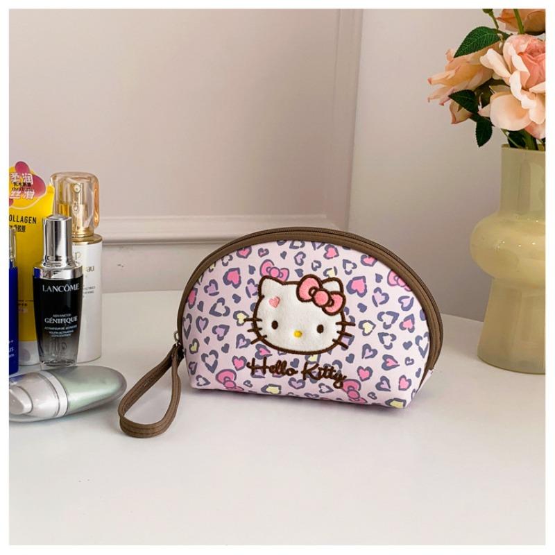 

HelloKitty Genuine Leopard Print Tarp Multi-layer Portable Multi-layer Wash Bag Cosmetic Bag Handbag Cosmetic Case Female