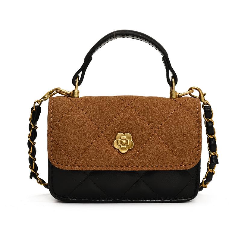 Cross-border Mini Square Kids' Handbag: Diamond Pattern, Embroidered, Versatile Crossbody and Coin Purse for Girls