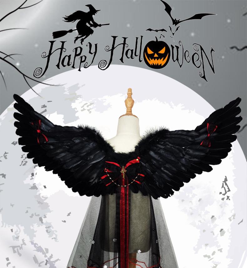 Halloween Angel & Demon Feather Wings Cloak - Costume Prop for Performances & Cosplay