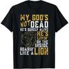 Strong Lion Cross Christian Faith Inspirational Graphic Tee T-Shirt