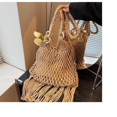 New Straw Bag Handbag Diagonal Span Hollow Women's Bag Beach Bag Single Shoulder Fashion Hollow Fringed Armpit Bag