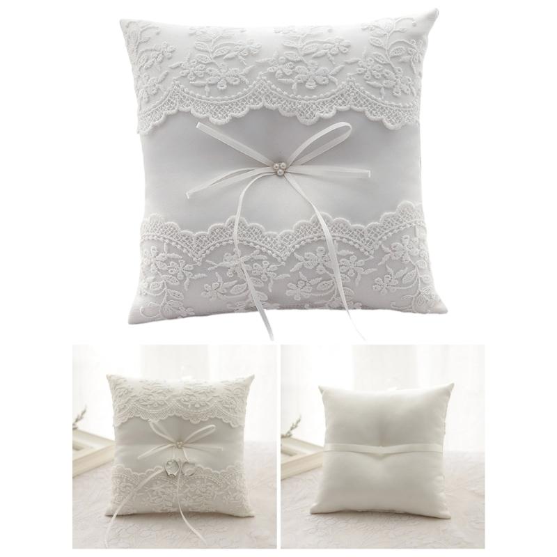 Soft Embroidered Rings Pillow European Romantics Bridal Wedding Holder Pillow for Memorable Ceremonies