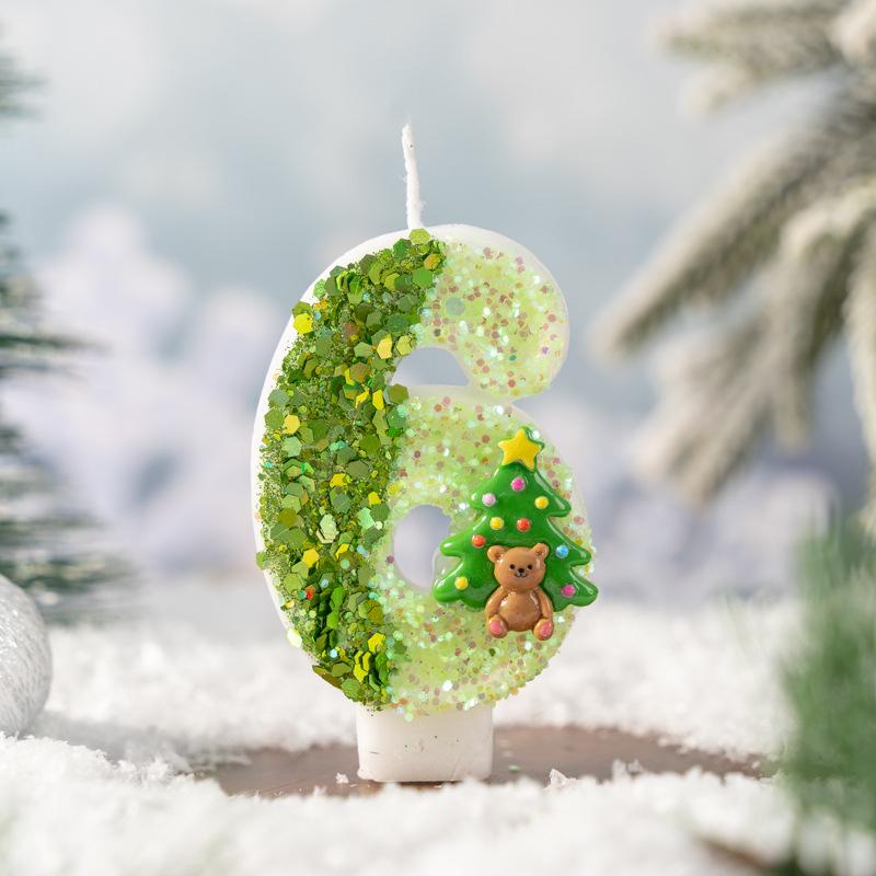 Christmas Tree Holiday Number Candle Innovation 0-9 Handmade Diy Decoration Crafts