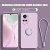Coque pour Oppo Reno 10 5G en silicone liquide avec anneau de support, coque souple antichoc pour Oppo Reno 10 Pro