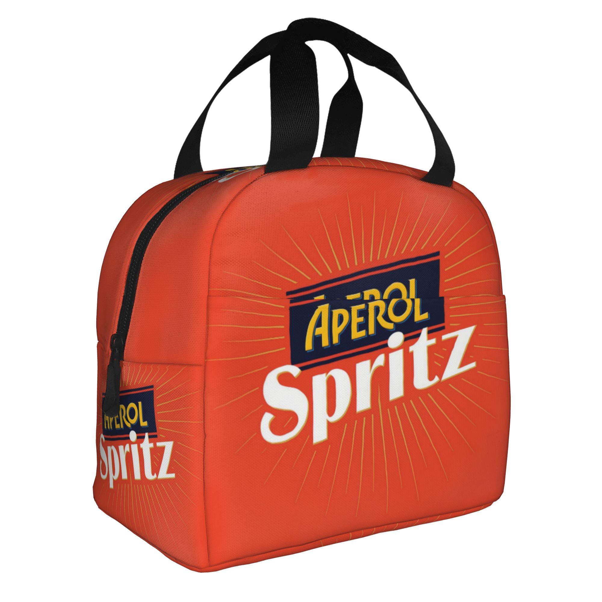 Aperol Spritz Thermoisolierte Lunchtaschen Italienischer Cocktail Alkoholgetränk Wiederverwendbarer Lunchbehälter für Picknick im Freien Lebensmittelbox One Size black