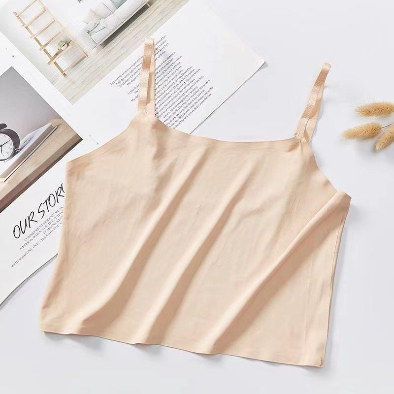 Atmungsaktives Sommer-Bustier für Mädchen aus Eis seide, nahtlos, mit Spaghettiträgern und Anti-Exposure-Bandeau