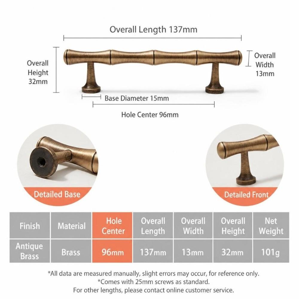 Bamboo Shape Drawer Pulls Solid Brass Wardrobe Handles Cabinet Door Handles Kitchen Accessories