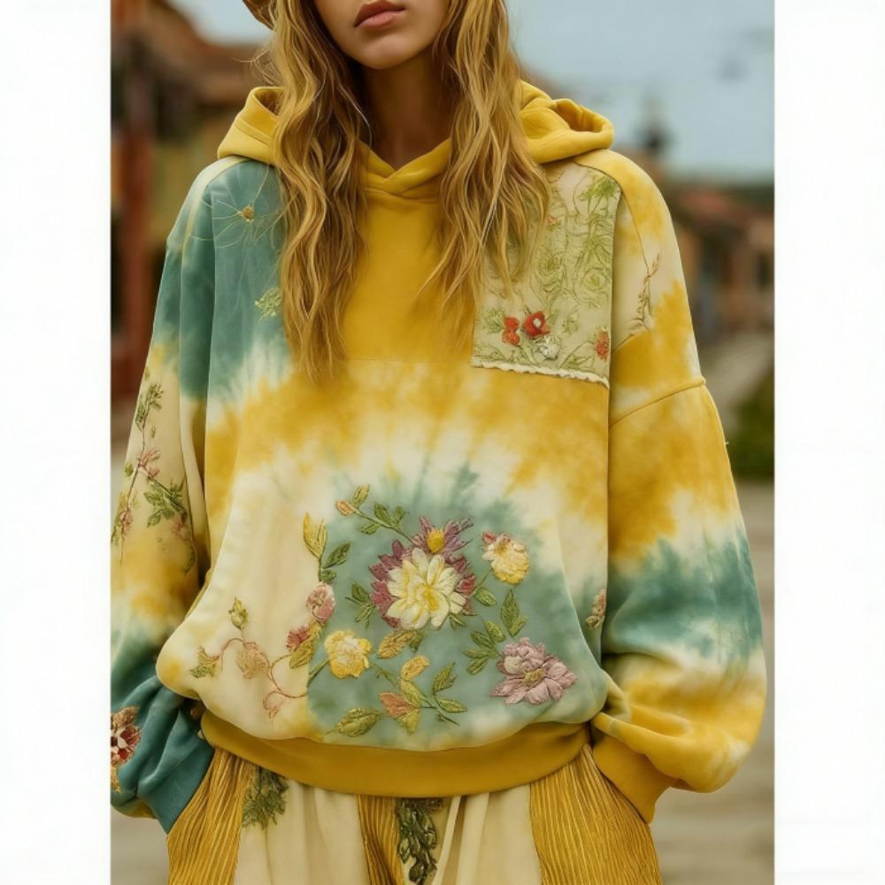 Frühling Herbst Bohème Stil Floral 3D Druck Hoodie Damen Lässig Europäisch Amerikanisch Hoodie Streetwear Sweatshirt Damen Kleidung Oberteil