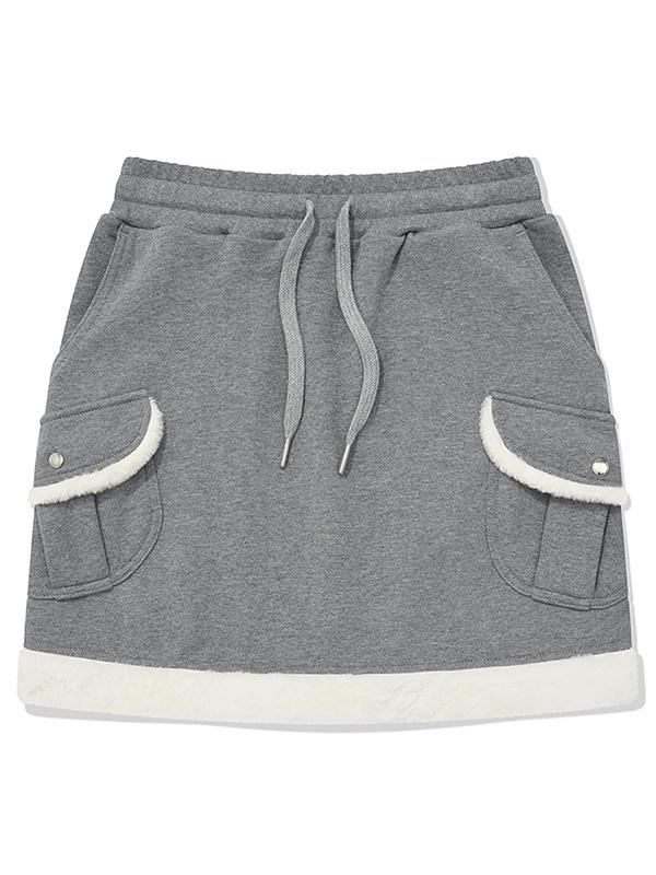 Kirsh Witty Bunny Fur Mini Skirt [Melange Gray]