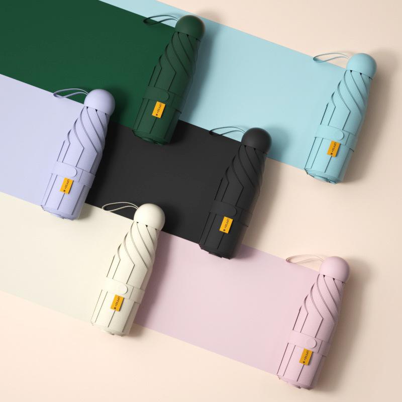 Anti-Uv Mini Umbrella For Sunny And Rainy Days, Portable With Uv Coating And 6 Reinforced Ribs