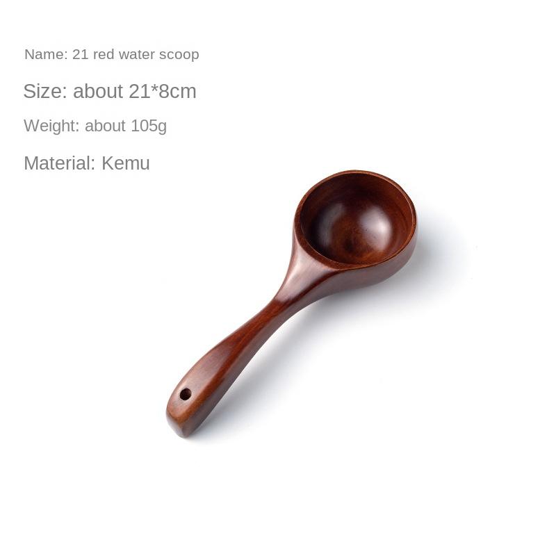 Spoon Solid Color Tableware Wooden Spoon Water Ladle Soup Spoon Snail Powder Long Handle Spoon Rice Scooping