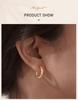 New Two Tone Circle Hoop Earring for Women, Hammered Stainless Steel Women's Mini Huggie Earrings, Gold Plated Small Hoops