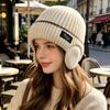 Winter Warm Beanie Unisex Knitted Hat with Fleece Ear Protection, European Style