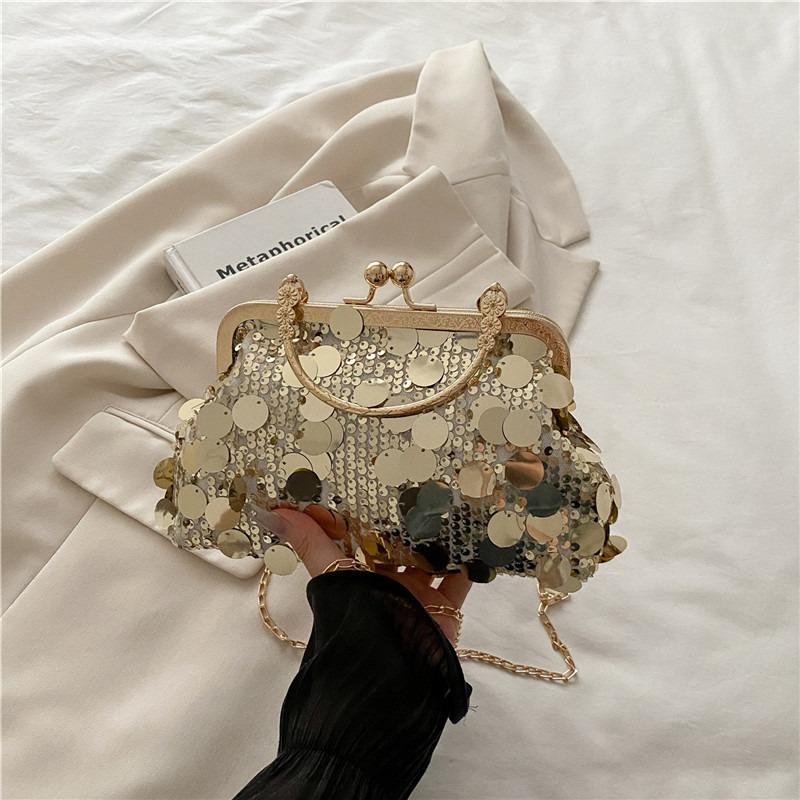 Sequined Handbag Bag Women's Spring Summer New Fashion Shiny Chain Dinner Shoulder Messenger Bag Banquet Bag
