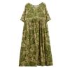 Kurzarm Plus-Size-Baumwolle im Vintage-Stil mit Blumenmuster, neu in Kleidern für Damen, lässiges, lockeres, langes Sommerkleid