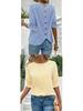 2026 Fashion Blue Striped Button-Design Shirt: European & American Style