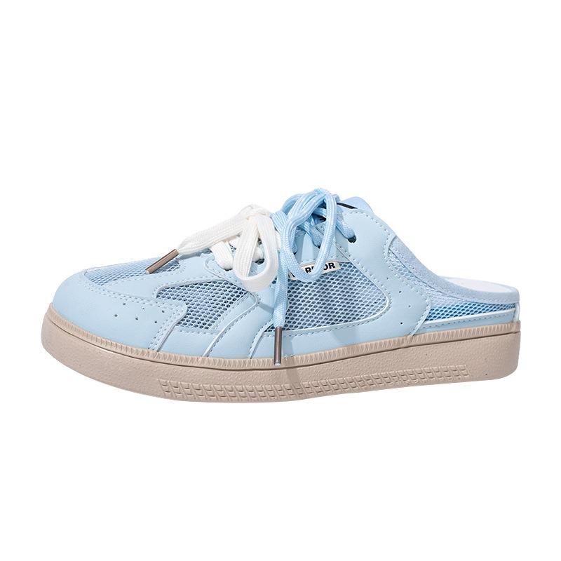 Wearing a bag head and half slippers, glacier blue pedal, refreshing summer new lazy shoes women
