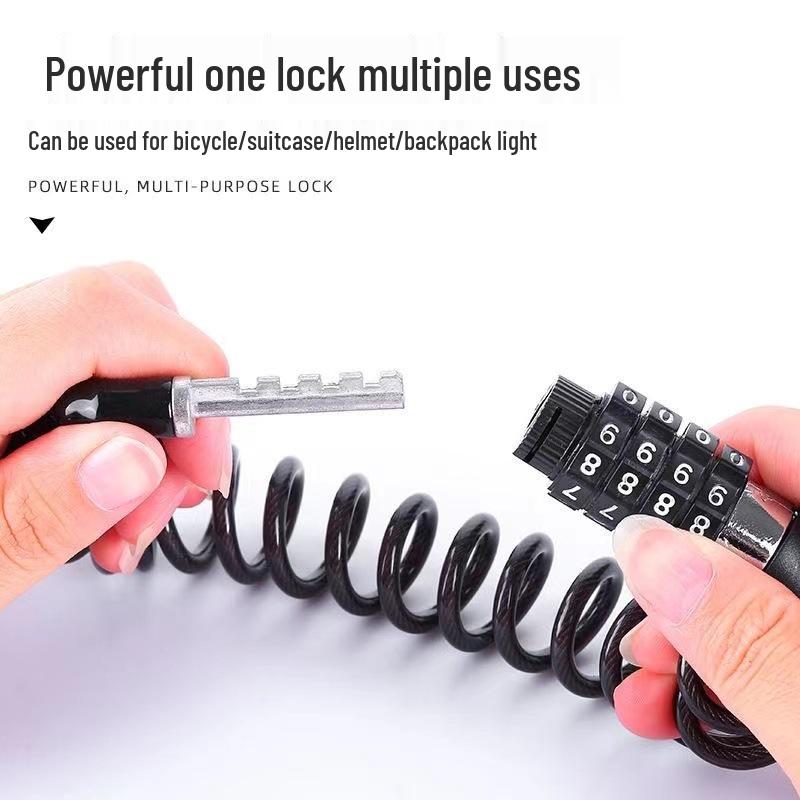 Anti-Theft Retractable Combination Lock for Motorcycle and Electric Bicycle Helmets