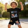 Summer Tshirt for ChildrenCotton ShortSleeved Shorts for Boys  Sports Shirt Set of 2  Digital 12345 Cartoon Print