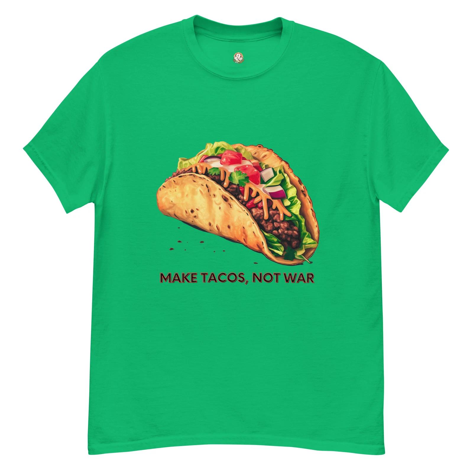Live With Laughter Novelty Graphic T-Shirt - Tacos & Peace (Irish Green) S