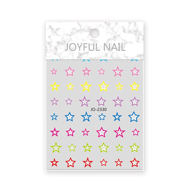Trendy Gradient Heart & Star Nail Art Stickers - Cute Five-Pointed Star Design for Beautiful Nails