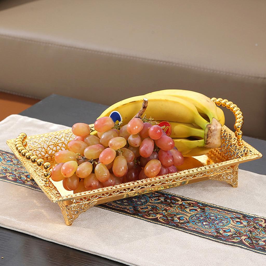 Metal Golden Fruit Tray Organizer Serving Dishes Snack Dessert Candy Storage Plate Cupcake Display for Buffet Parties Decor