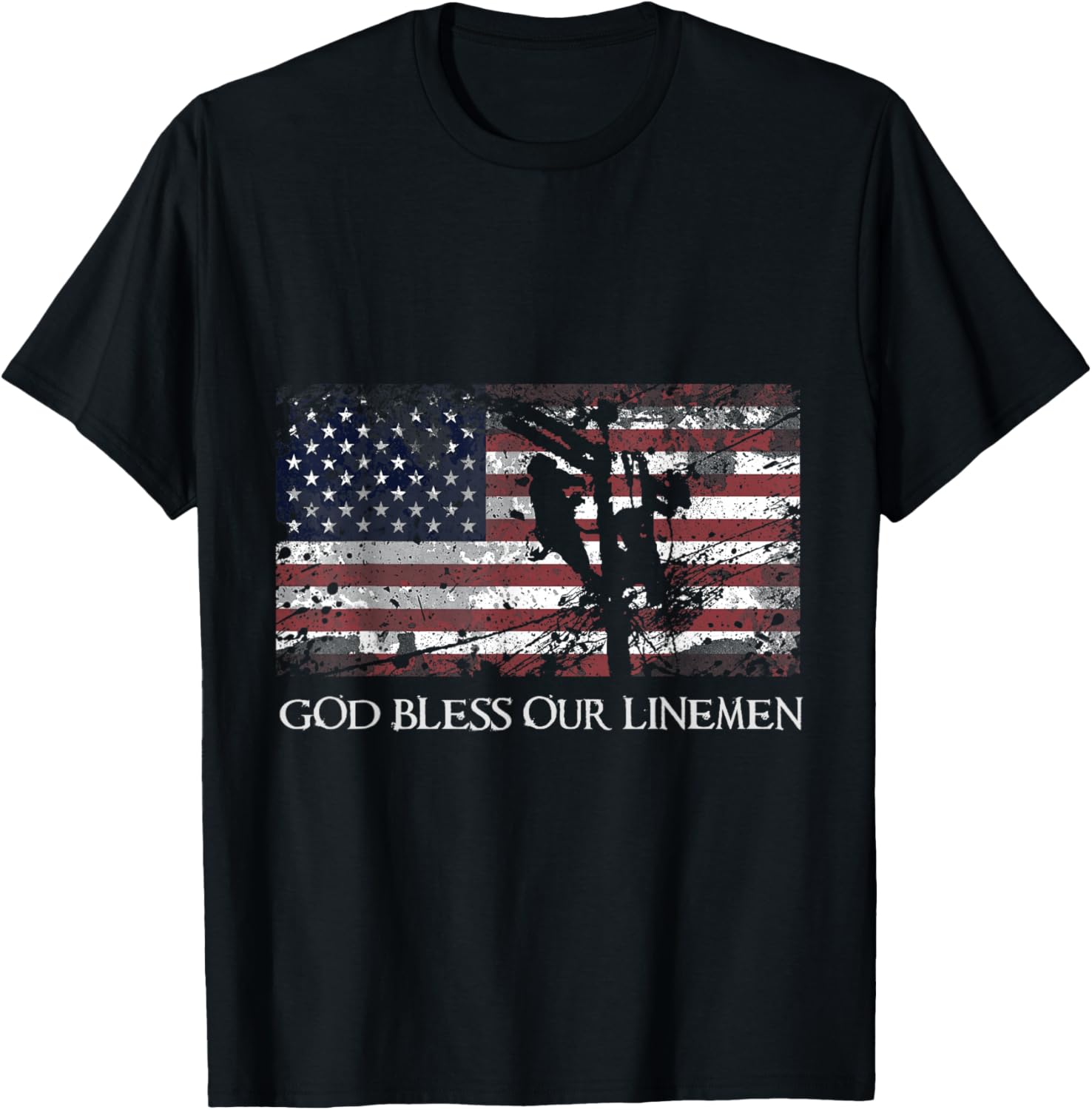 God Bless Our Linemen Cool American Lineman Flag T-Shirt Unisex T-Shirt XL