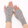 Knit Gloves Textured Leaf Design Soft Acrylic Fabric Cold Weather Fingerless Handwear Unisex Solid Color