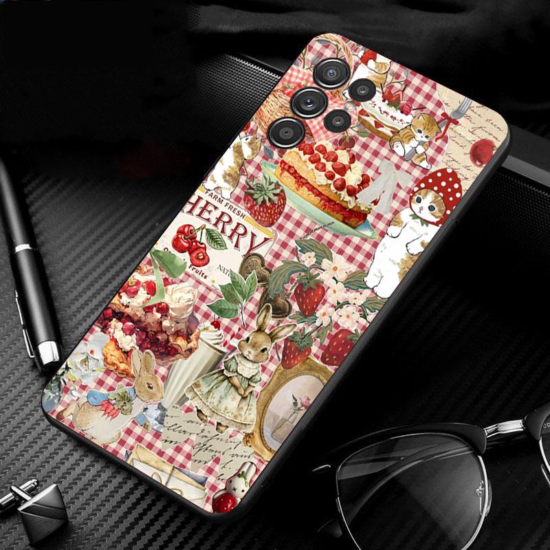 

Phone Case For Samsung Galaxy S26 S25 S24 S23 S22 S21 Ultra S24 S23 S22 S21 S25 Plus S24 FE Korean Strawberry Cake Cartoon Girl S25Plus