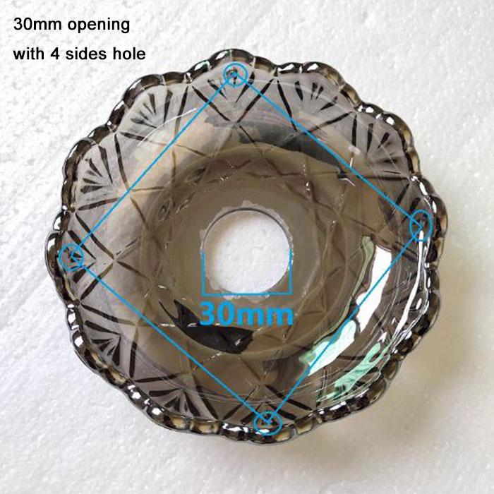 D12xH3cm Bernstein Grau Glas Tropfschalen Ersatz mit 4 Seitenlöchern,Klares Cognac Kristall Tropfschalen Schale mit 12mm 26mm 30mm Öffnung