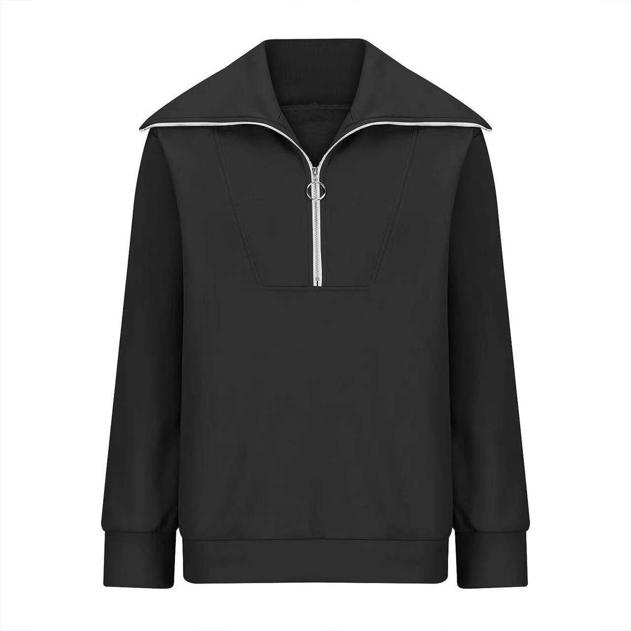 BITCED: женский осенне-зимний объемный пуловер с воротником-молнией и лацканами на плечах — фото 7