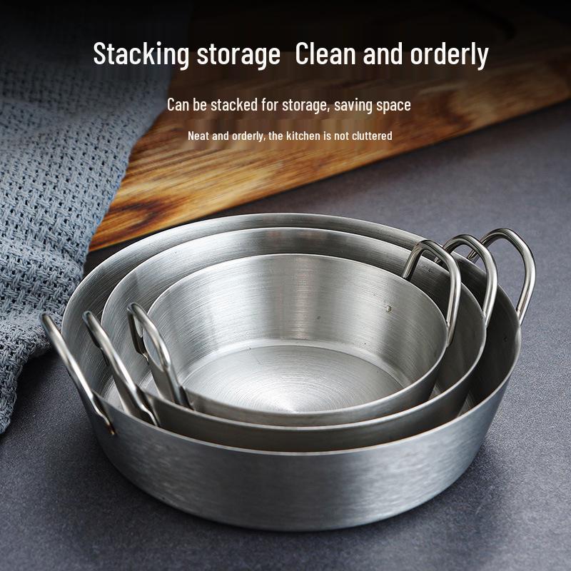 Gold-Plated 304 Stainless Steel Kimchi & Dipping Dish with Handle – Extra Thick Japanese/Korean Style Retro Dish