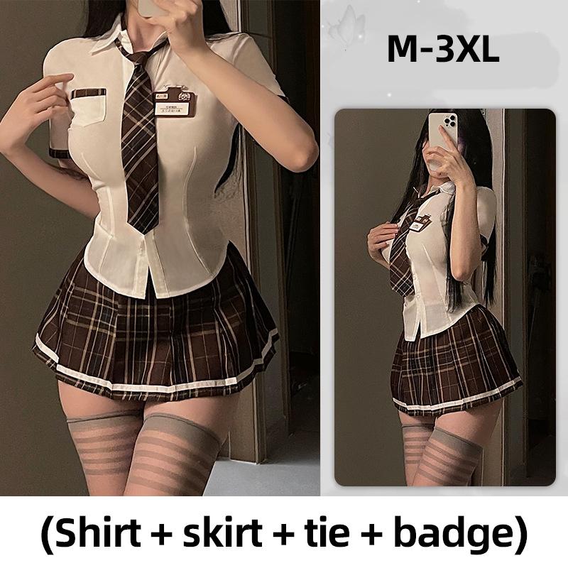 M~3XL Cosplay Costume 4pcs Sets Sexy Student Wear Cos Uniform Temptation Jk Short Skirt Uniform Suit