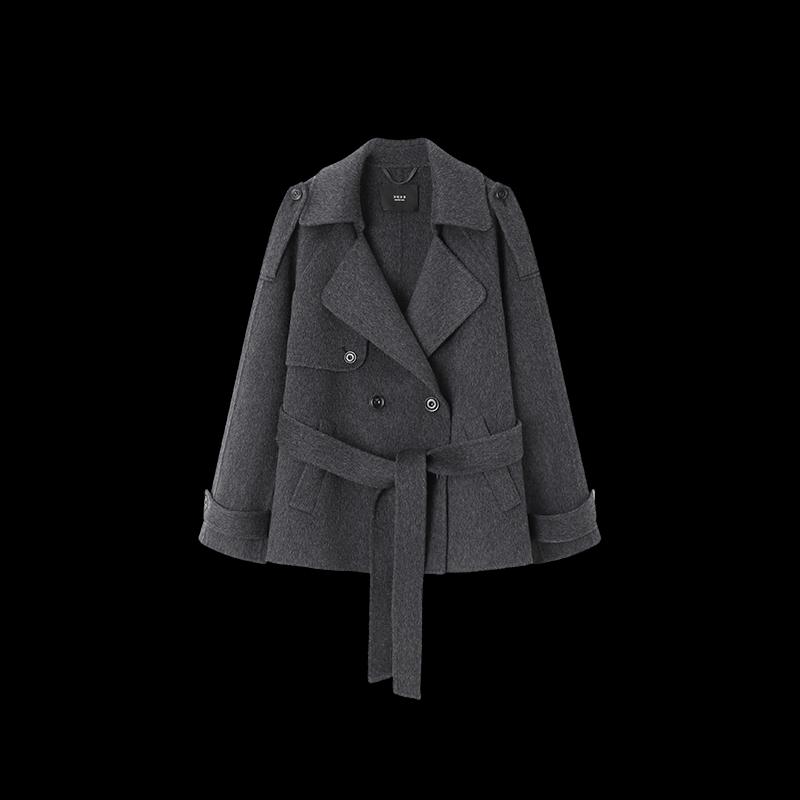 MOHAN YIMEI 2025 Winter Wool Blend Double-Faced Belted Trench Coat