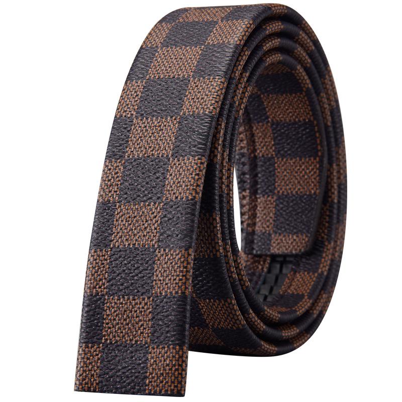 Headless Men's 3.5cm Leather Belt Strap with Automatic Buckle-Free Design