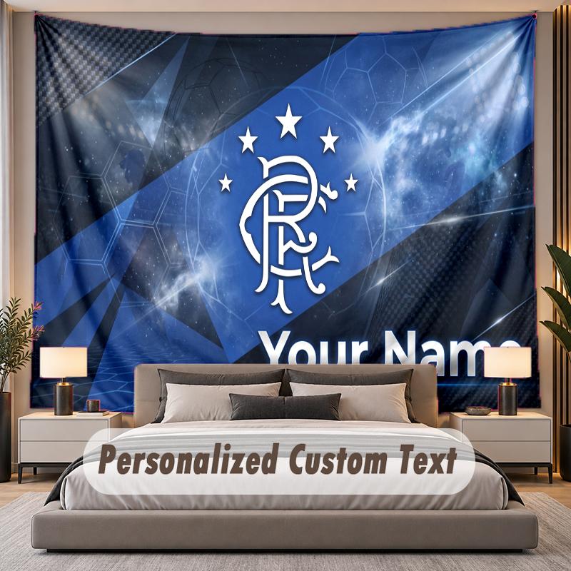 Custom Name Text Tapestry Rangers FC Personalized Polyester Wall Tapestry For Bedroom And Room