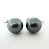 [Used] 14K White Gold South Sea Black Pearl Earrings / J55-46