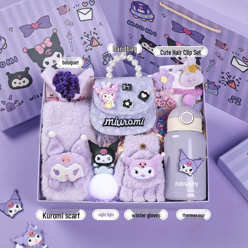 Set cadou de iarnă Kuromi: Eșarfe și Accesorii pentru Fete (Vârste 10-12)