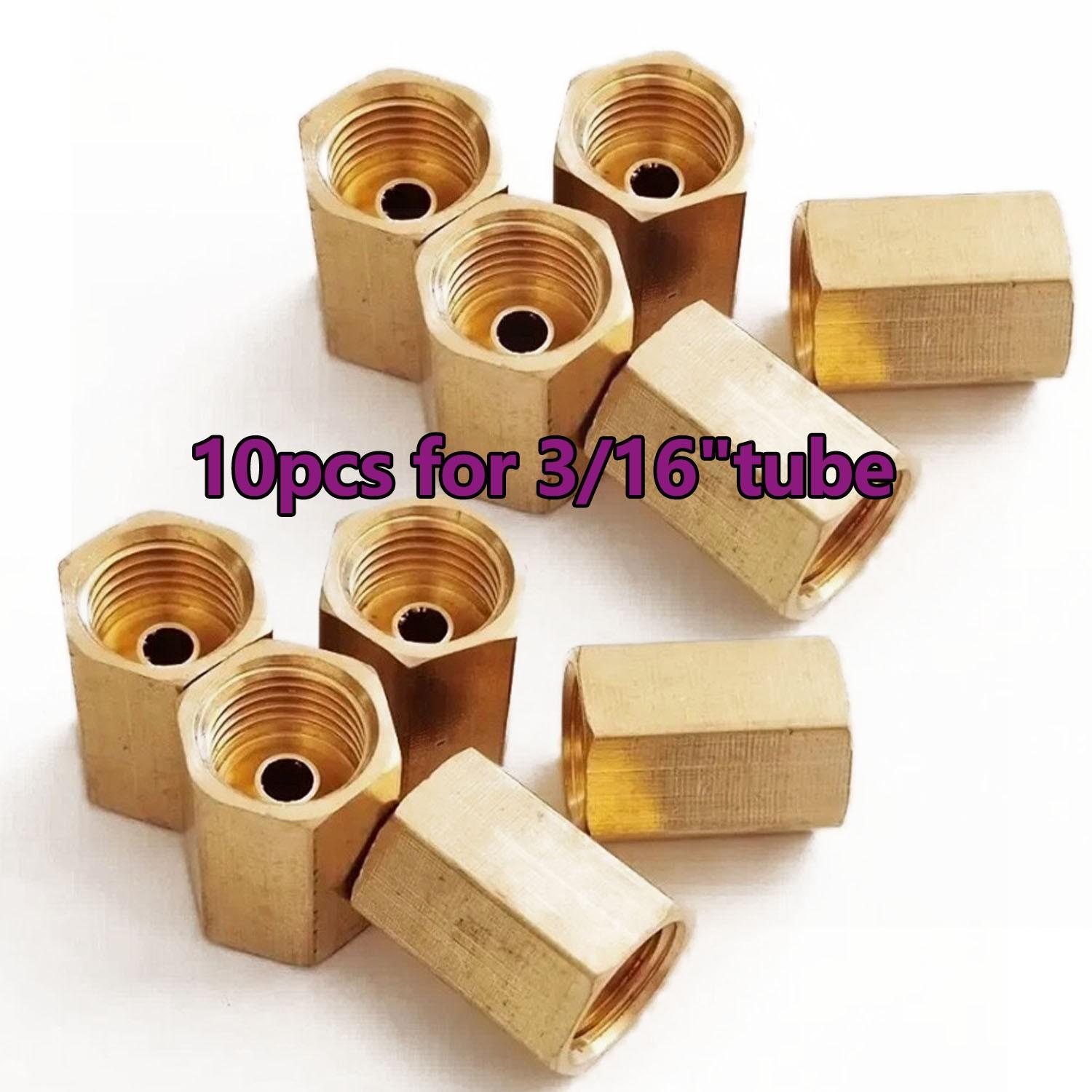 10Pcs Car Brass Brake Line Nuts Fittings Kit For 3/16 Inch Inverted Flares Tube