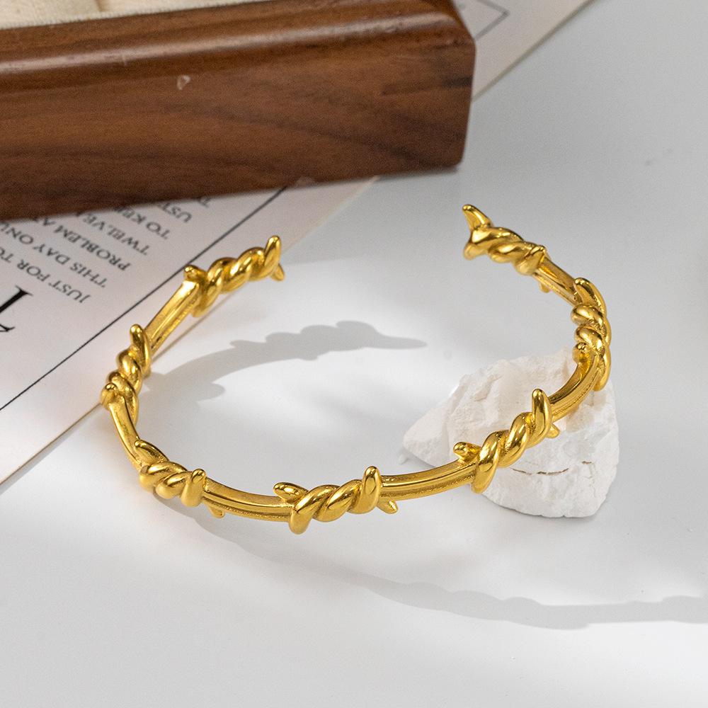 

Нишевый высококачественный геометрический браслет, персонализированный шиповой браслет с открытым ртом золотой