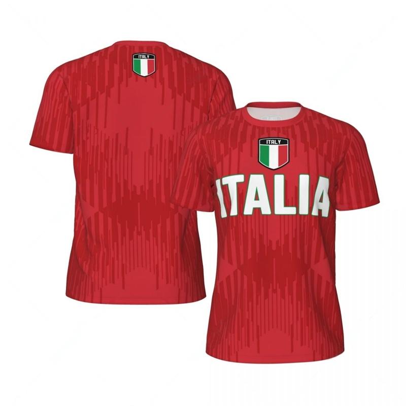 Italia Flag 3D tištěný dres letní móda krátký rukáv ležérní pánské sportovní tričko rychleschnoucí prodyšné fotbalové tričko